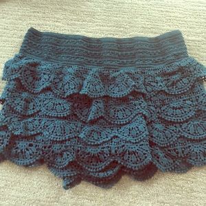 Blue/green lace shorts